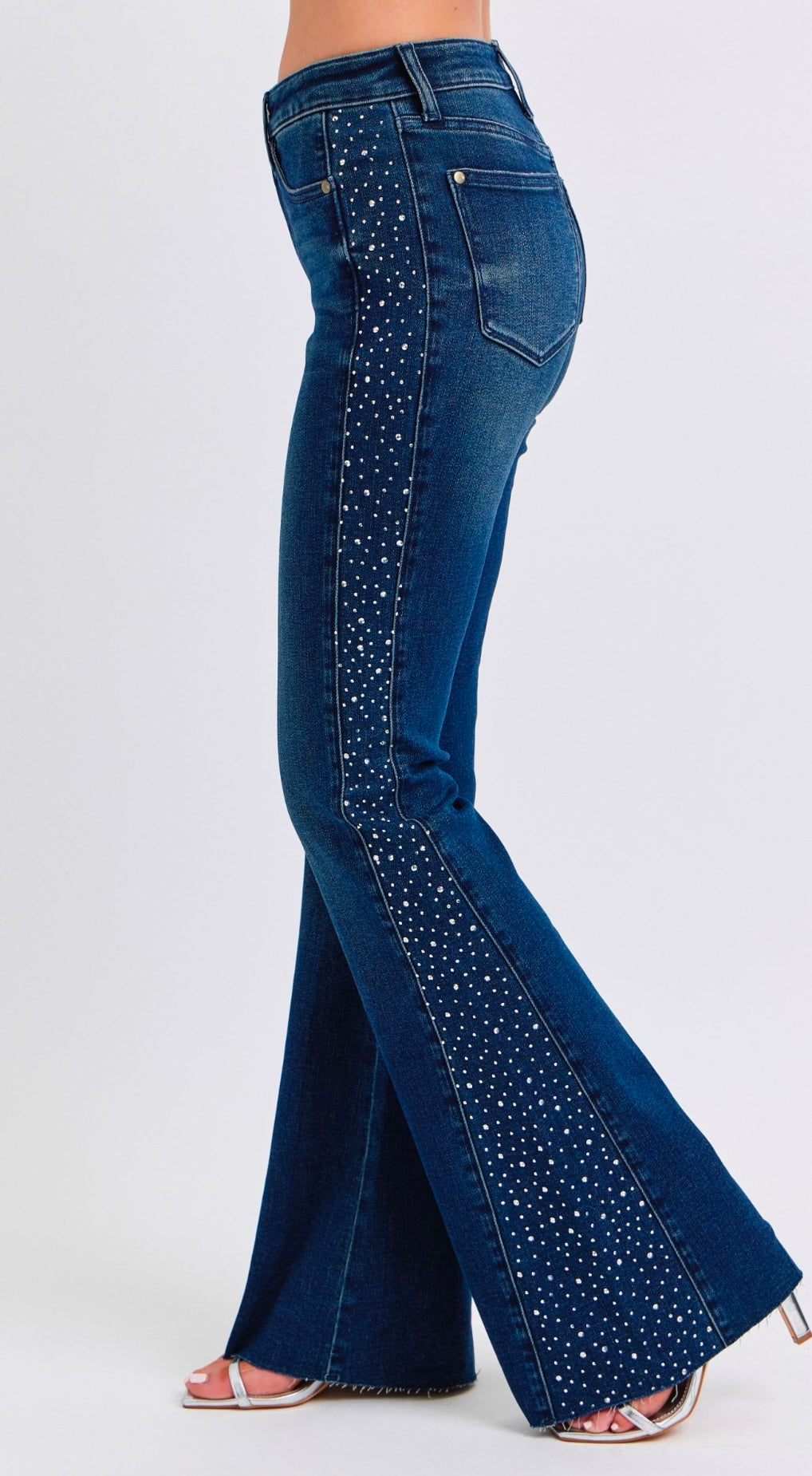 Judy Blue Mid Rise Rhinestone Flare Jeans