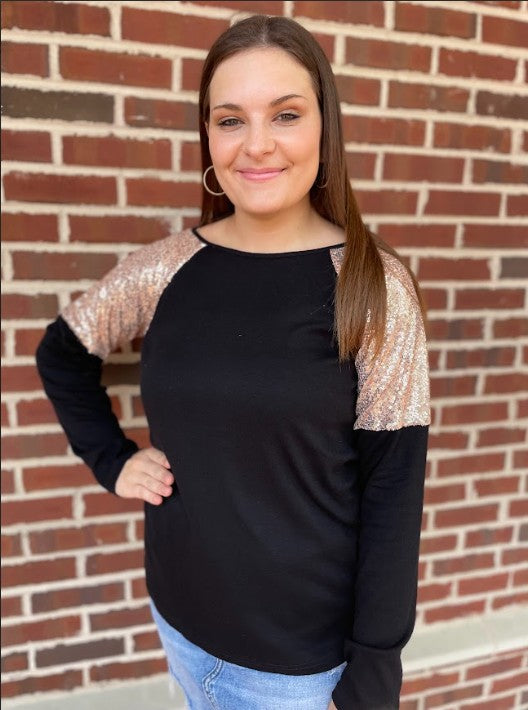 Golden Glam Long Sleeve Top