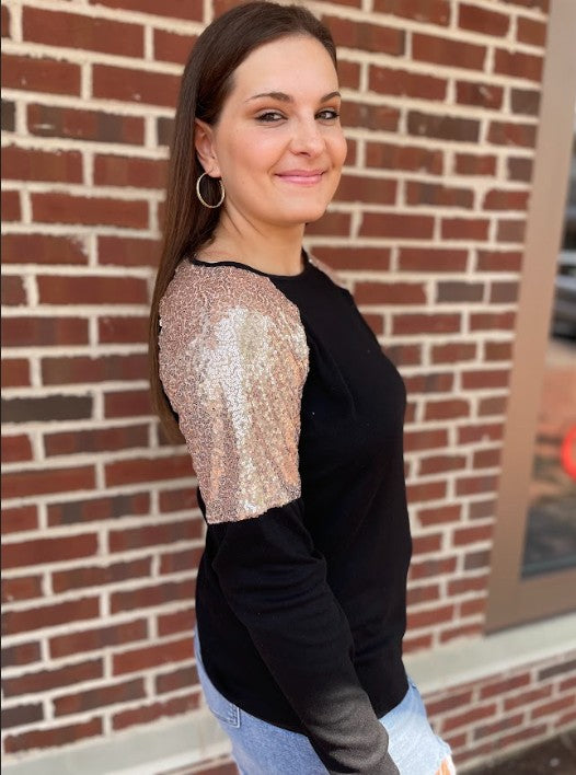 Golden Glam Long Sleeve Top
