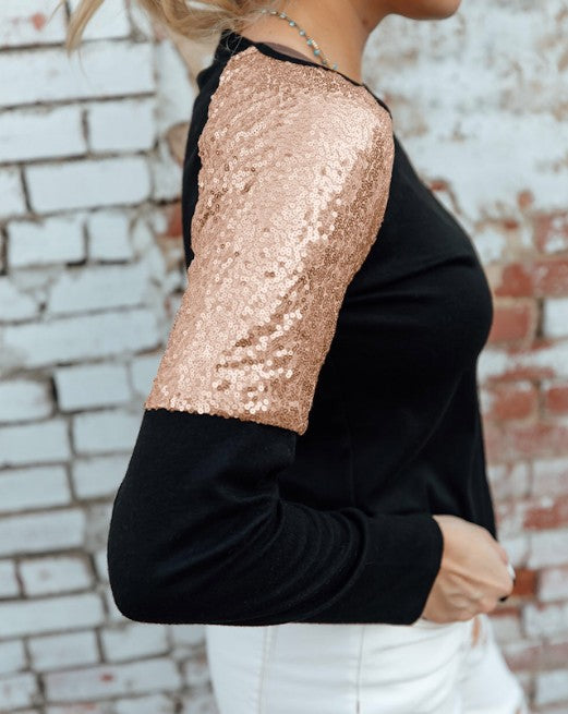 Golden Glam Long Sleeve Top