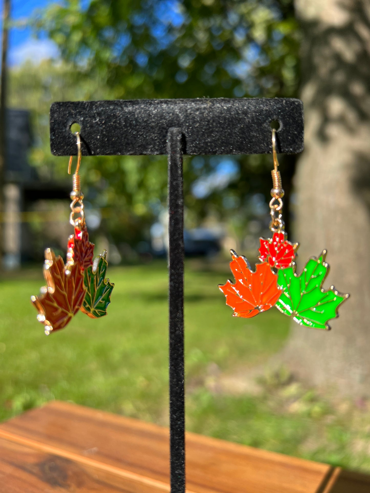 Triple Leaf Metal Earring