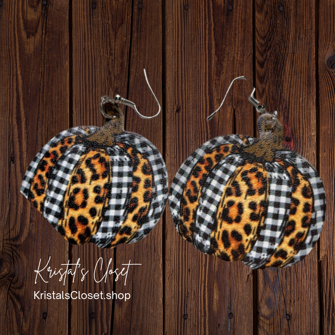 Leopard Pumpkin Leather Earring