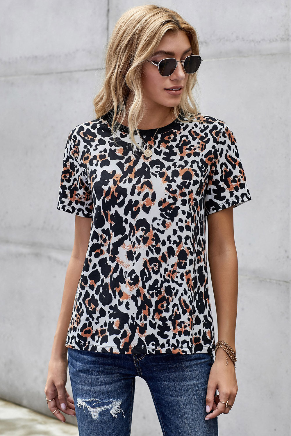 Short Sleeve Leopard Print Shirt