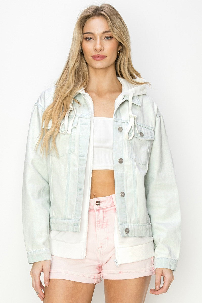 Risen Ice Blue Oversized Hoodie Jacket