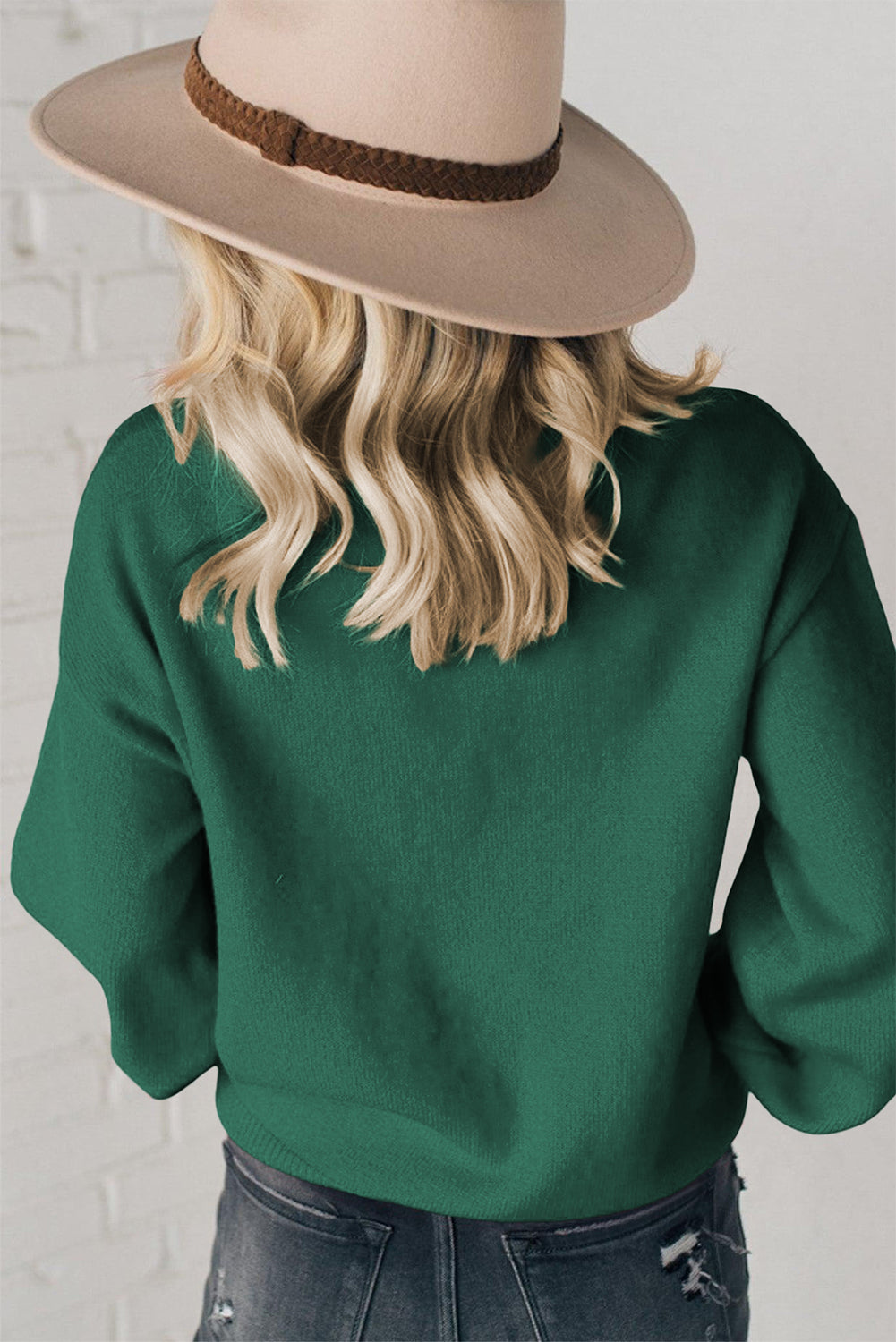 Green Pearl Beaded Merry Sweater