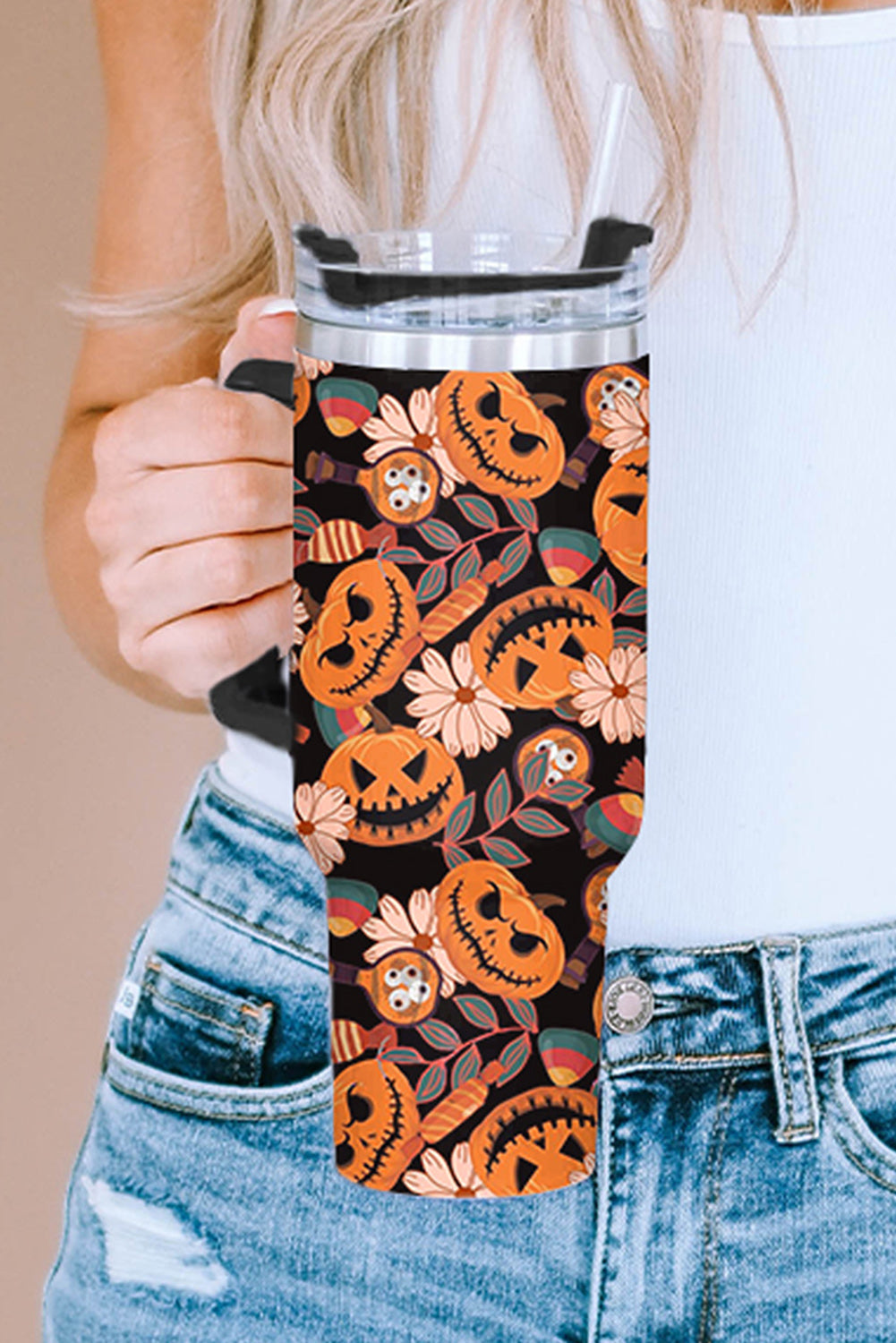 Halloween Pumpkin Print 304 Stainless Tumbler 40oz