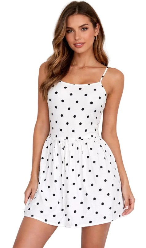 Polka Dot Spaghetti Strap Mini Dress