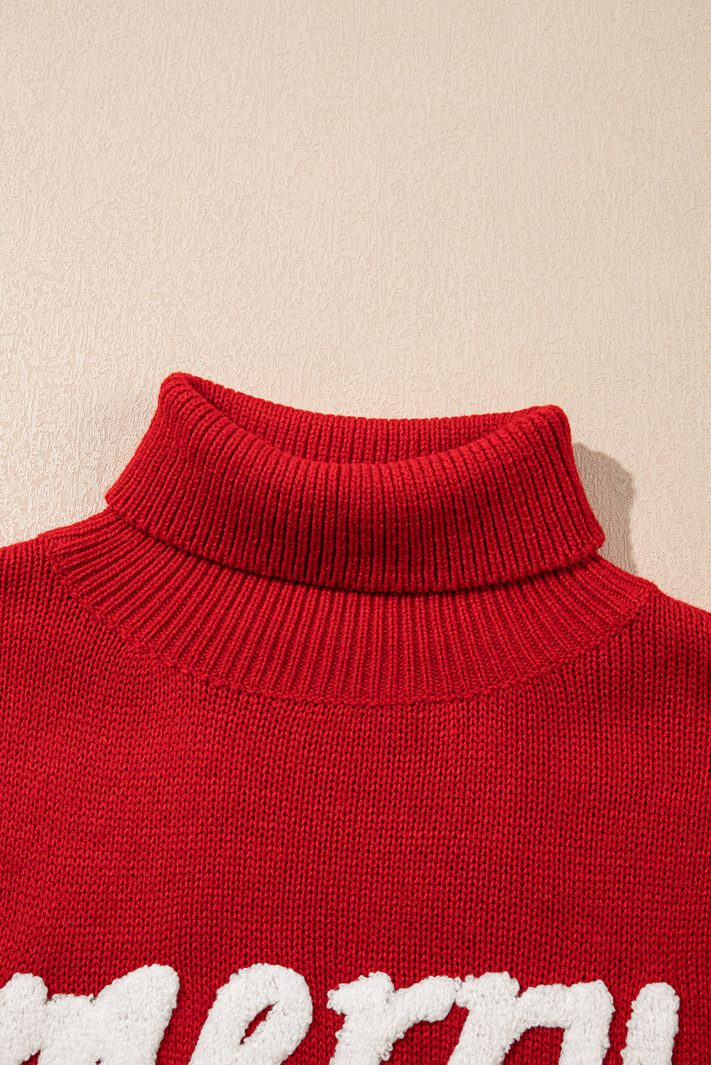 Red Merry Sequin Sleeves Christmas Turtleneck Sweater