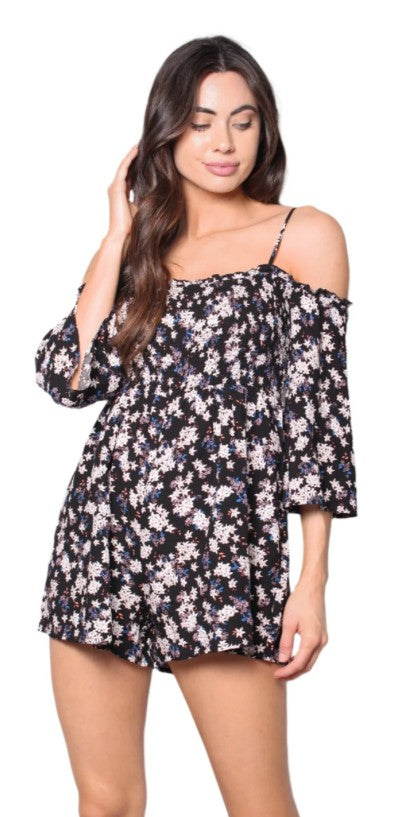 Floral Cold Shoulder Romper