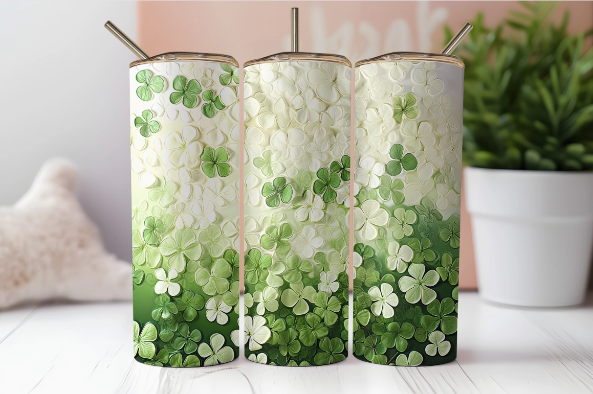 3D Shamrocks St. Patrick's Day 20oz Skinny Tumbler