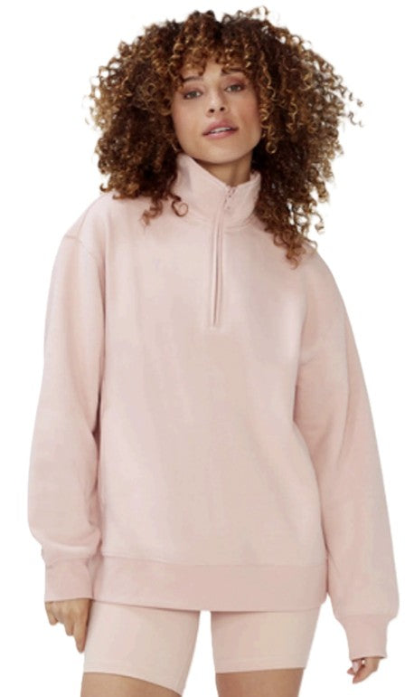 Women's Long Sleeve Half Zip Sweatshirt Fleece Oversized Pullover Sweater